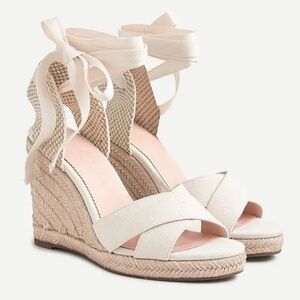 J. CREW Lace-Up Canvas & Leather Espadrille